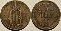 Sweden - Oskar II - 5 Öre 1888