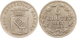 1861 Free City of Bremen, 6 Grote / 1/12 Thaler