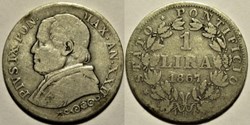 Pio IX, Papa - 1 Lira 1867, Anno XXII - Vaticano