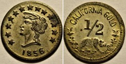 "California Gold" Half Dollar 1856 - Token Liberty & Bear