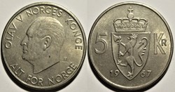 Olav V - 5 Kroner 1967 Norway
