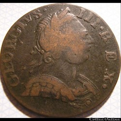 1775 Half Penny No Regal - George III of Great Britain (Ex.1)