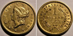 1853 Liberty Head One Dollar