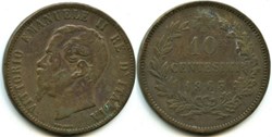 1863 Regno d'Italia, 10 Centesimi, Parigi - Vittorio Emanuele II