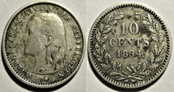Wilhelmina of Nederland - 10 Cents 1894