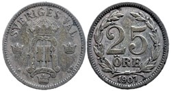 Sweden - Oskar II - 25 Öre 1907