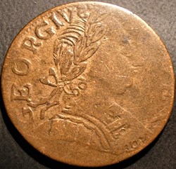 1775 Half Penny - No Regal - George III Great Britain (Ex.13) Error