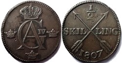 Sweden - Gustav IV Adolf - 1/2 Skilling 1807 (ex.2)