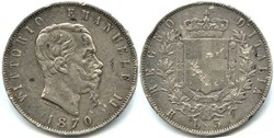 1870 Regno d'Italia, 5 Lire, Roma - Vittorio Emanuele II