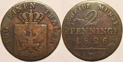 Friedrich Wilhelm III - 2 Pfenninge 1826 Düsseldorf