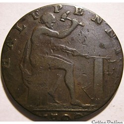 1792 HalfPenny Charles Roe, Copper Works - Cheshire, Macclesfield