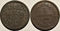 Pio IX, Pope - 1/2 Baiocco 1850, Anno V - Papal States