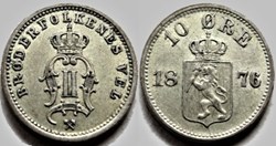 Oskar II - 10 Øre 1876 Norway