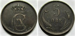 Christian IX Denmark - 5 Øre 1874