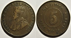 George V - 5 Cents 1924 - Mauritius
