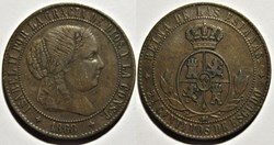 1868 Jubia - 2, 1/2 Centimos - Isabel II España