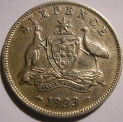 George V - Six Pence 1923 - Australia