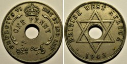 George VI - One Penny 1943 - West Africa - Cuds Error