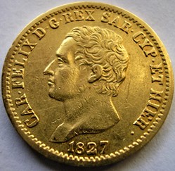 1827 Royaume de Sardaigne, 20 Lire Torino - Carlo Felice