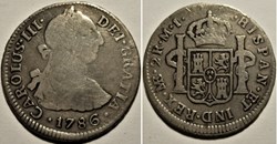 Peru - 2 Reales 1786 Lima - Carlos III de España (ex.2)