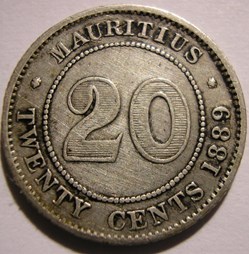 Victoria - 20 Cents 1889 H - Mauritius Island