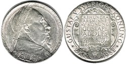 Gustaf V of Sweden - 2 Kronor 1932 - 300th. death of Gustaf II Adolf