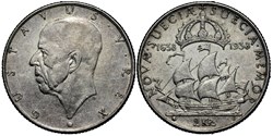 Gustaf V of Sweden - 2 Kronor 1638-1938 - Settlement of New Sweden