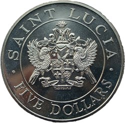 Elizabeth II - 5 Dollars 1986 - Papal Visit, Saint Lucia