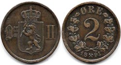 Norway - Oskar II - 2 Øre 1891