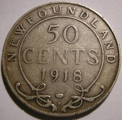 George V - 50 Cents 1918 Newfoundland (ex.2)