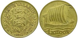 Estonia - 1 Kroon 1934, Viking ship