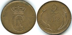 Christian IX Denmark - 2 Øre 1886