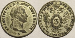 1833 Wien 3 Kreuzer - Franz I of Austria
