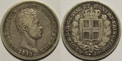 1833 Royaume de Sardaigne - 50 Centesimi, Genova - Carlo Alberto