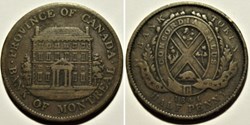 Montreal 1844 Half Penny - Token Bank - Canadian Province