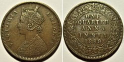 Victoria - One Quarter Anna 1889 Bombay - British India