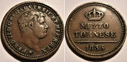 1835 Royaume de Naples, 1/2 Tornese - Ferdinando II