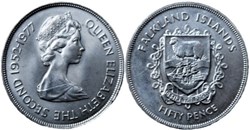 Falkland Islands - 50 Pence 1977 - Silver Jubilee