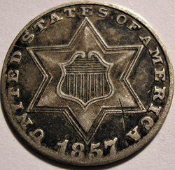 1857 - Silver Three Cents