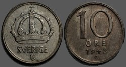 Gustaf V of Sweden - 10 Öre 1942
