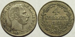 Christian IX Denmark - 4 Skilling Rigsmont 1872