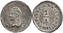 México - 1/4 Real 1842 Mo - 1st. Republic