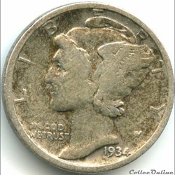 1934 Dime - Repunched or Doubled Date
