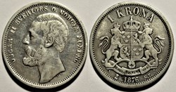 Sweden - Oskar II - 1 Krona 1876