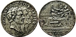 Médaille c.1740 - Octave, Marc Antoine et Lépide, Partage de l'empire romain