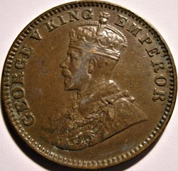 George V - One Quarter Anna 1917 Calcutta - British India Empire
