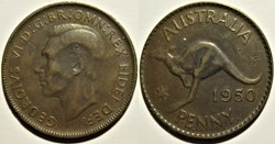 George VI - One Penny 1950 Perth - Australia