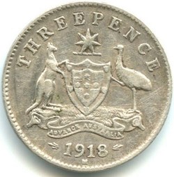 George V - Three Pence 1918 Melbourne - Australia