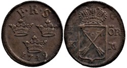 Sweden, King Fredrik I - 1 Öre Kopparmynt 1749 Avesta