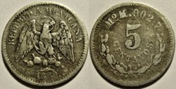 México - 5 Centavos 1889/8 Overdate